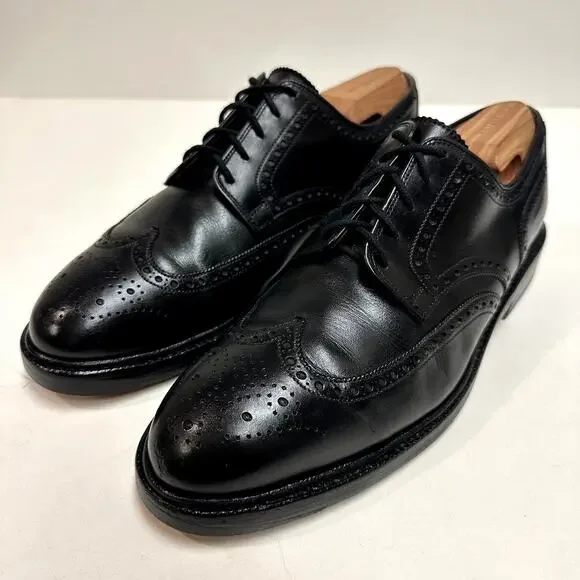 VERY GOOD Crockett & Jones x Ralph Lauren Swansea Black Calf Wingtip England 8.5 - Picture 1 of 15